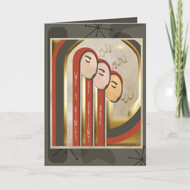 We 3 Kings - Art Deco Christmas Personalized Holiday Card (Front)