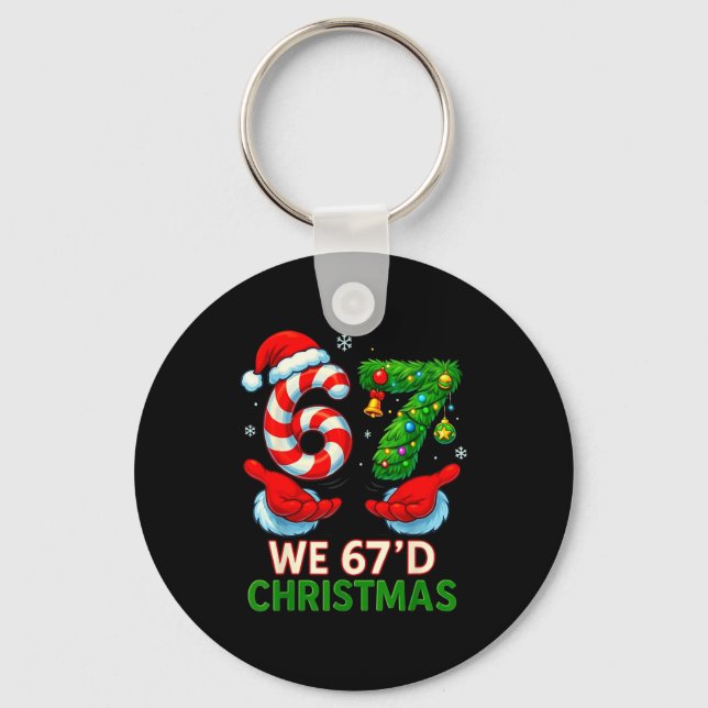 We 67d Christmas 6 7 Meme Funny Xmas Tree Candy Ca Keychain (Front)