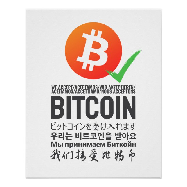 We Accept Bitcoin (Multilingual)  Poster (Front)