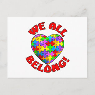 We all belong puzzle heart postcard