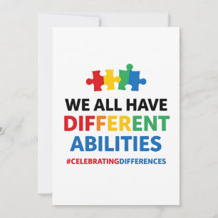 We All Have Different Abilities Awareness Art Holiday Card
