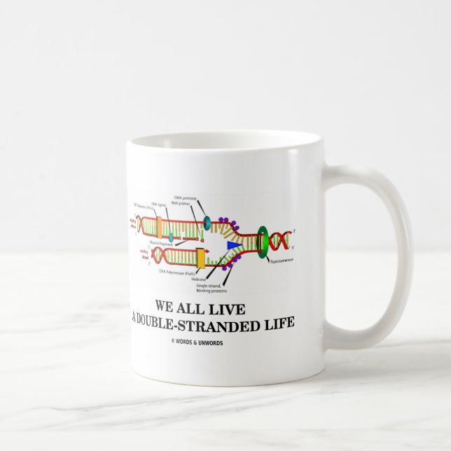 We All Live A Double-Stranded Life (DNA Humour) Coffee Mug (Right)