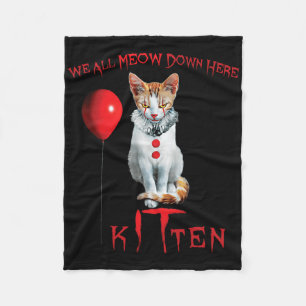 We All Meow Clown Cat Kitten Halloween Funny Cute  Fleece Blanket