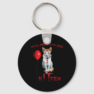 We All Meow Clown Cat Kitten Halloween Funny Cute Keychain