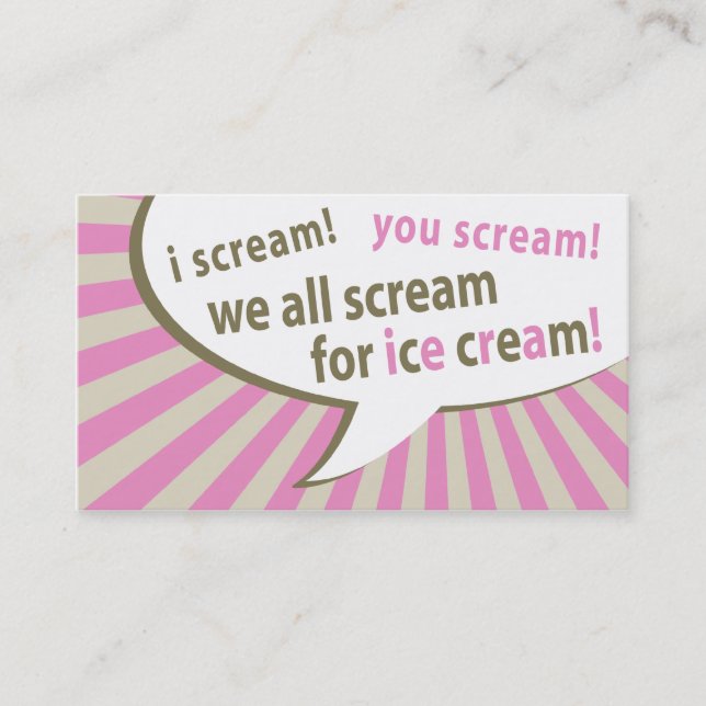 we all scream for ice cream punch card (Front)