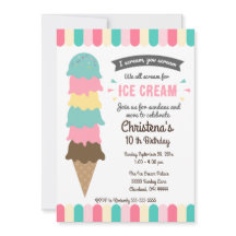 We All Scream Ice Cream Birthday Party Invitation