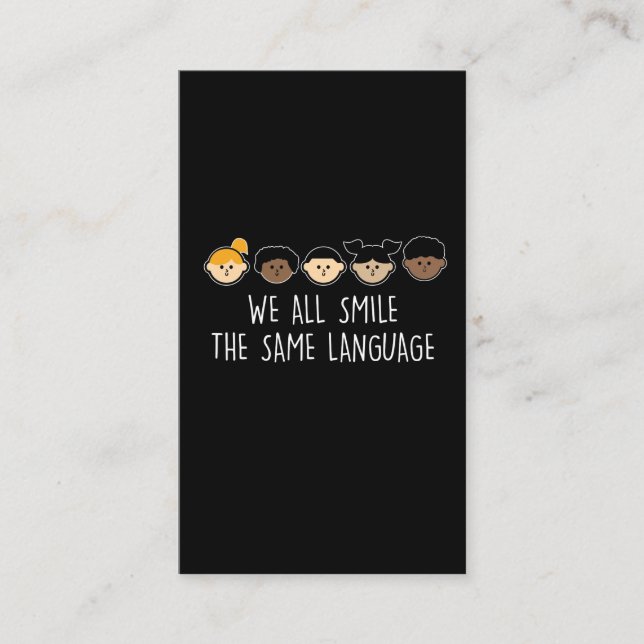We All Smile In the Same Language Celebrate Divers Business Card (Front)