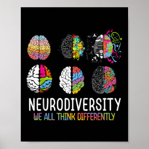 We All Think Differently Neurodiversity Shirt Auti Poster