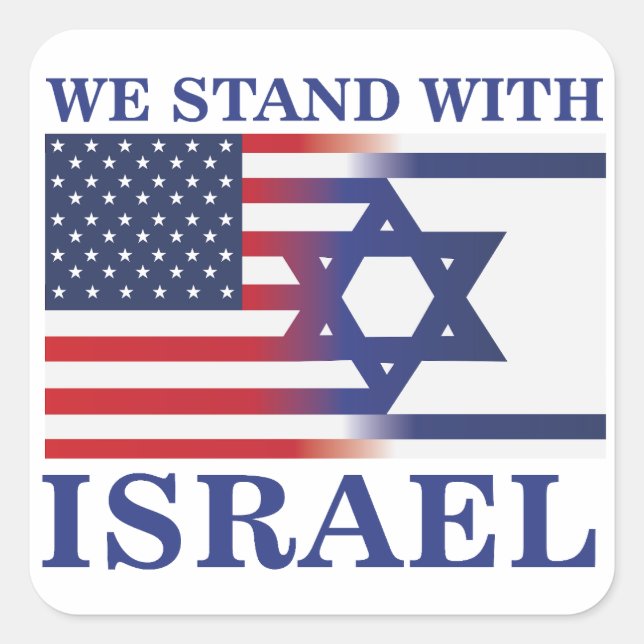 We American Stand With Israel flag Square Sticker (Front)