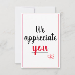 We Appreciate You Appreciation Gesture Hearts Thank You Card