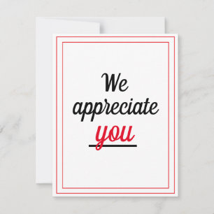 We Appreciate You Appreciation Red Border Thank You Card
