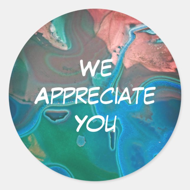 We Appreciate You Gem Blue Gemstone Employee Classic Round Sticker (Front)