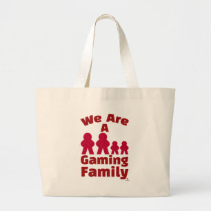 We Are A Gaming Family Fun Meeple Art Large Tote Bag