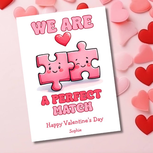 We are a perfect match funny retro Valentines Day Holiday Card (Creator Uploaded)