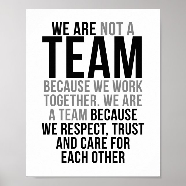 We Are A Team Because We Respect, Trust And Care Poster (Front)