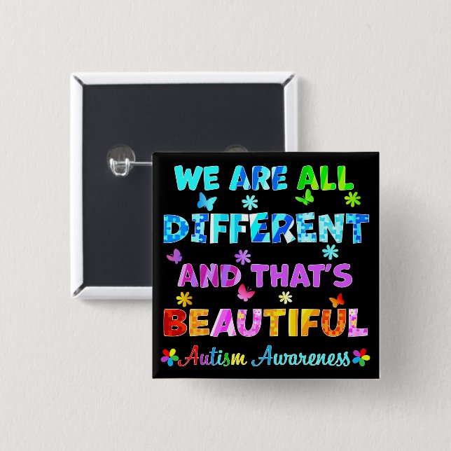 We Are All DIFFERENT 2 Inch Square Button (Front & Back)