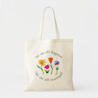 We Are All Different & Beautiful Diversity Floral Tote Bag