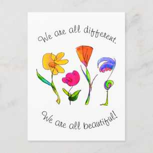 We Are All Different & Beautiful Diversity Postcard
