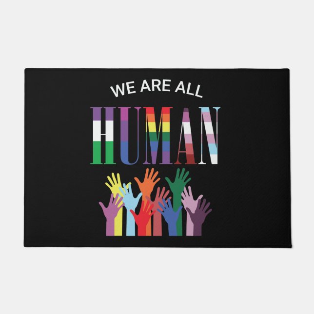 We Are All Human Colourful Hands  Doormat (Front)