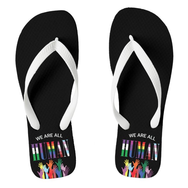 We Are All Human Colourful Hands  Flip Flops (Footbed)