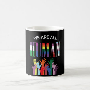 We Are All Human Colourful Hands Mug