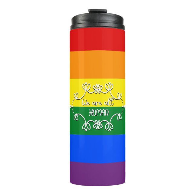 We Are All Human LGBTQ Pride Month Thermal Tumbler (Front)