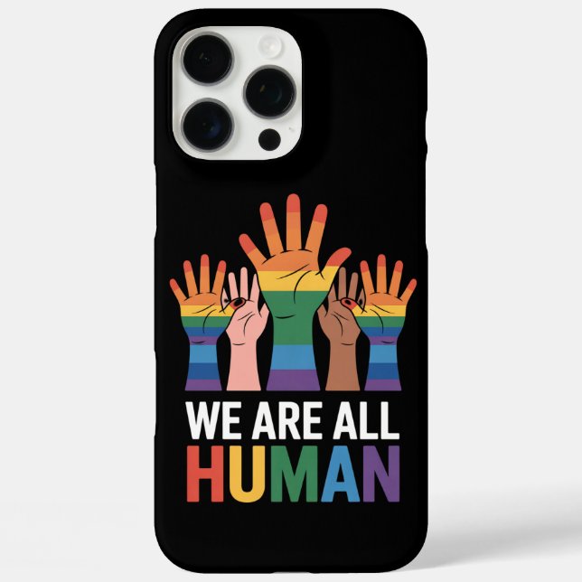 We Are All Human Rainbow LGBTQ Pride Raising Hands Case-Mate iPhone Case (Back)