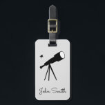 We are all made of Stars telescope Luggage Tag<br><div class="desc">Telescope with single star and famous quote We are all made of stars in classic black with hipster geek theme. Simple,  philosophical quotation. For the thinking person.</div>