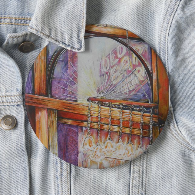 We Are All Moths Flying Around the Same Light. 6 Inch Round Button (In Situ)