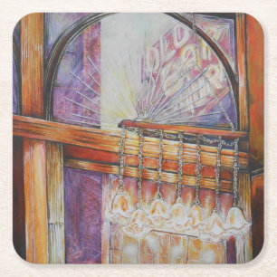 We Are All Moths Flying Around the Same Light. Square Paper Coaster