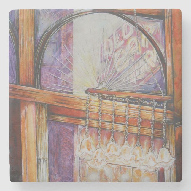 We Are All Moths Flying Around the Same Light. Stone Coaster (Front)