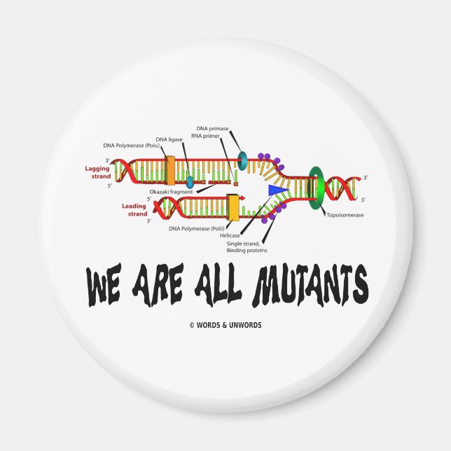 We Are All Mutants (DNA Replication Humour) Magnet (Front)