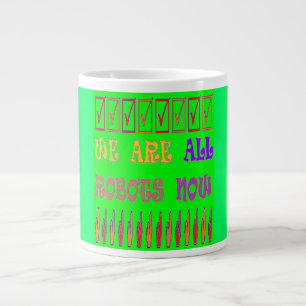 We are all Robots colour green with message words Large Coffee Mug