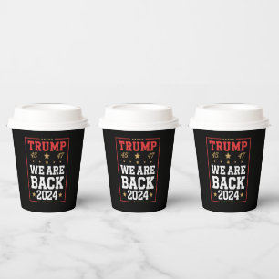 We are Back Trump USA Flag Election Winner 47th 45 Paper Cups