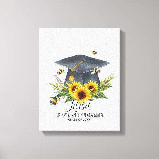 We Are BUZZED! GRADUATION Gift Personalized BEES Canvas Print (Front)