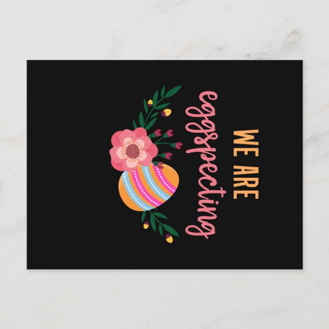 We are eggspecting pregnancy Announcement Postcard (Front)
