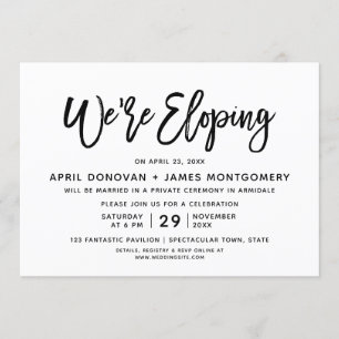 We are Eloping Brush Typography Wedding Invitation