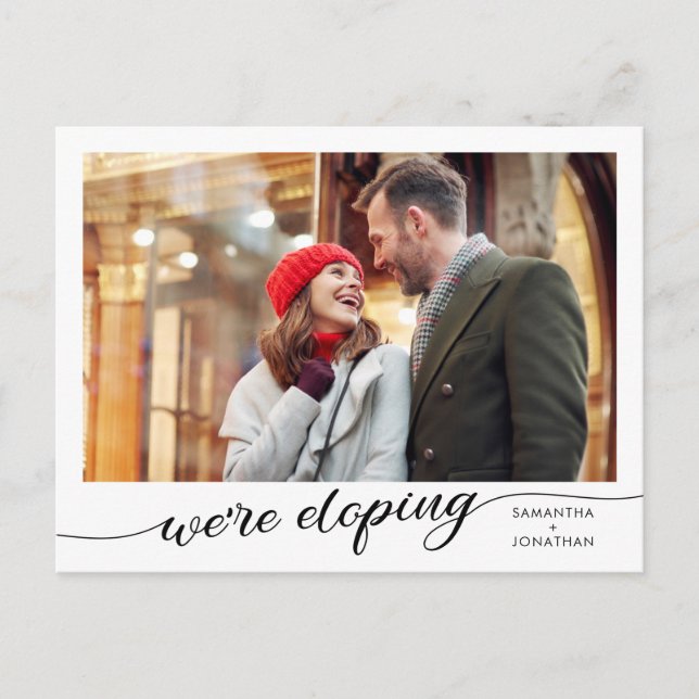 We Are Eloping Photo Announcement Postcard (Front)