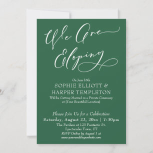 We Are Eloping, Simple Leaf Green Celebration Invitation