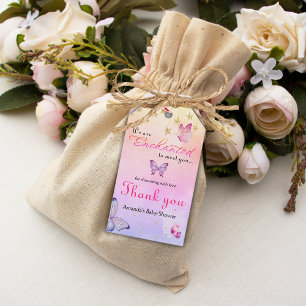 We Are Enchanted To Meet You Butterfly Baby Shower Gift Tags
