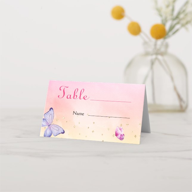 We Are Enchanted To Meet You Butterfly Baby Shower Place Card (Front)