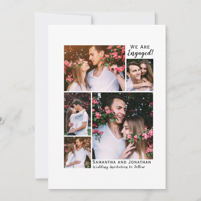 We Are Engaged 5 Photo Engagement Announcement (Front)