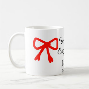 We are engaged add name letter red bow modern text coffee mug