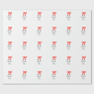 We are engaged add name letter red bow modern text wrapping paper