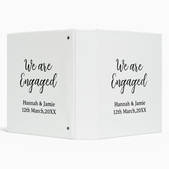 We are Engaged couple name date calligraphystylish Binder (Background)