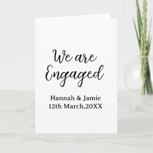 We are Engaged couple name date calligraphystylish Card