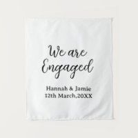 We are Engaged couple name date calligraphystylish