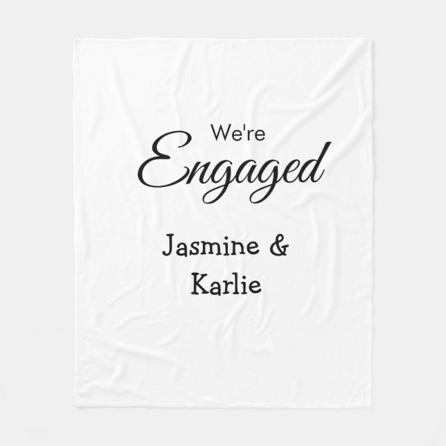 We are engaged couple name romantic stylish simple fleece blanket (Front)