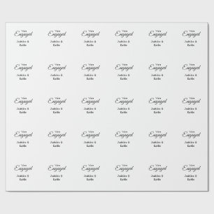 We are engaged couple name romantic stylish simple wrapping paper