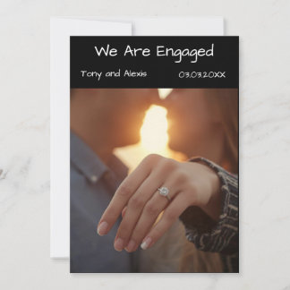 We Are Engaged Photo Announcement Card | Modern 